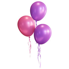 Pink and Purple Balloons with Ribbon