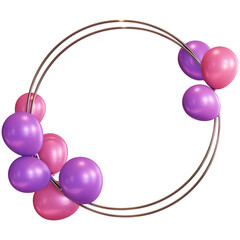 Pink and Purple Balloons with Circle Frame