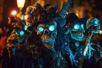Fototapeta premium Macabre Halloween parade float, with copy space