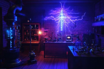 Mad scientists laboratory, with copy space