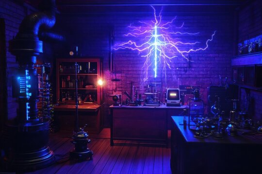 Mad scientists laboratory, with copy space