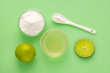 Lemon lime juice with baking soda - Citrus latifolia.
