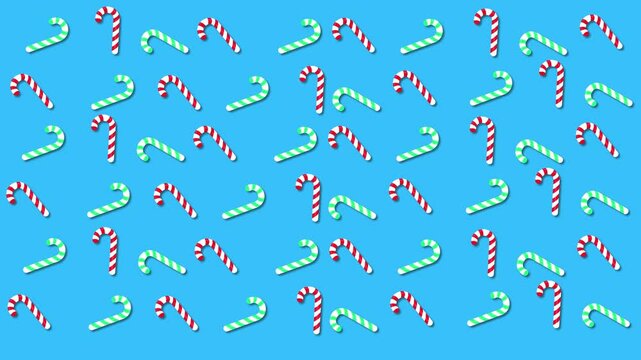 Candy animation on colored background, Christmas background, Merry Christmas