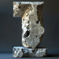 3D rendering number 1 with textured concrete sculpture.