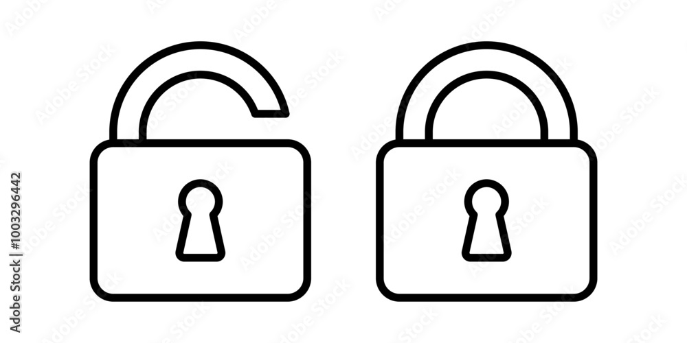 Poster Lock icon set. privacy icon , secure private security icons - padlock icon button - Keyhole icon, Door key hole button. editable stroke
