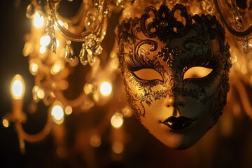 Spooky Halloween masquerade ball, with copy space