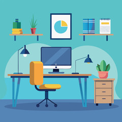 vector illustration of office desk