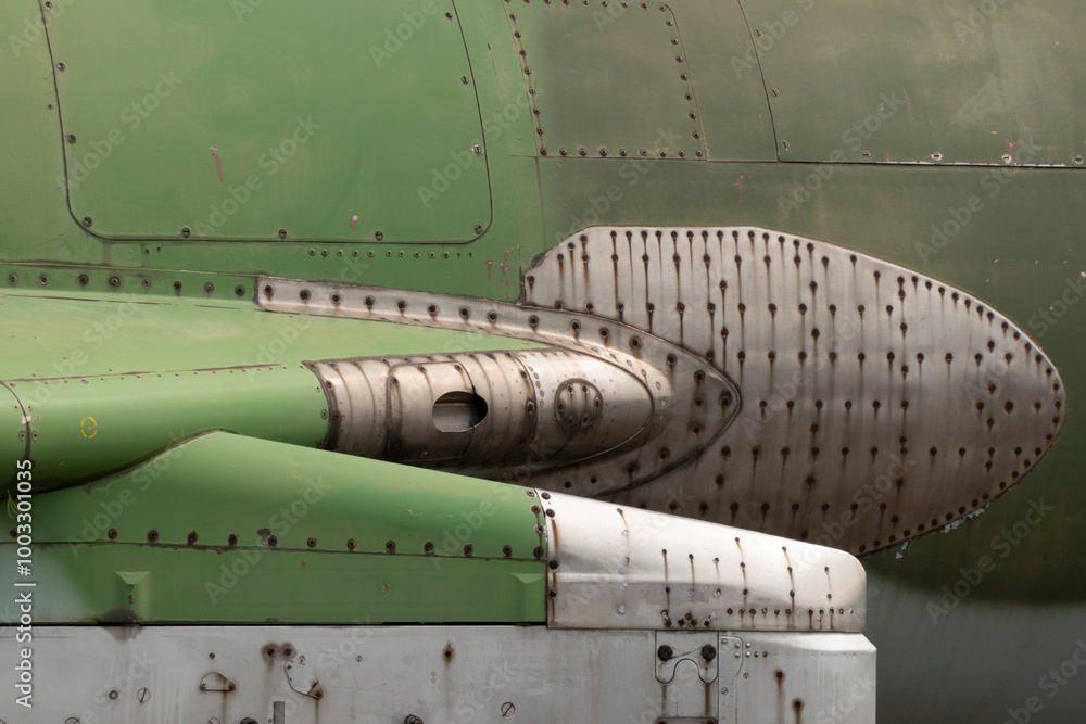 Wall mural 30 mm caliber cannon in the wing of a jet fighter