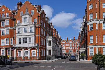 Elegant old apartment buildings in the Mayfair district of London