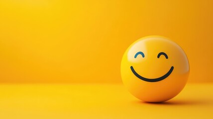 Smiling yellow emoticon on vibrant background