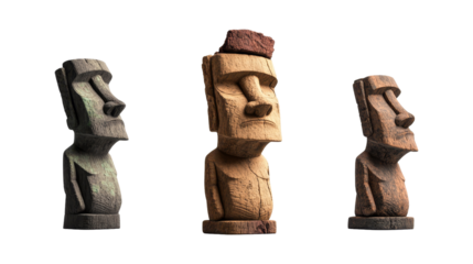 Three Easter Island Moai Statues