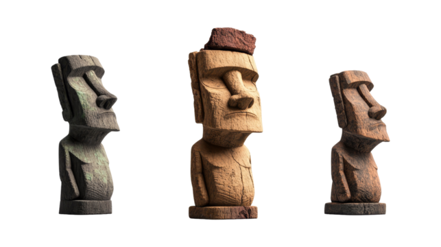 Three Easter Island Moai Statues