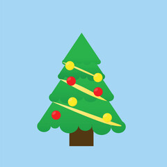 Christmas tree with decorations on colored background