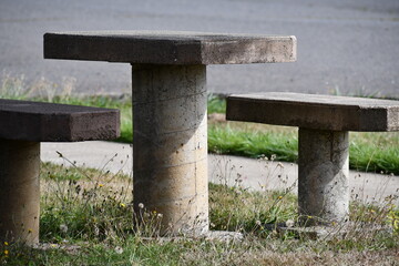 Cement picnic table.