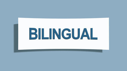 Bilingual. A card isolated on blue background.