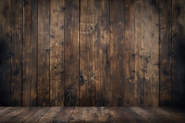 Wooden wall with vertical planks in grid pattern. Distinct colors, textures on plank, varying in darkness, lightness. Rough texture with visible grain, knots, natural, rustic origin. Text objects,