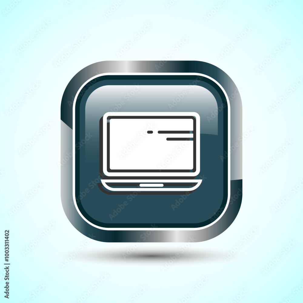 Poster laptop icon design illustration, computer icon for apps and websites, gray color square button desig