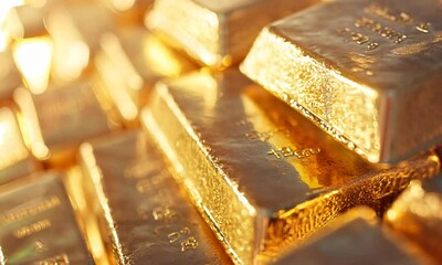 Close-up of gold bars, precious metal