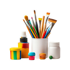 Obraz premium Paint Brushes and Paints in a Jar