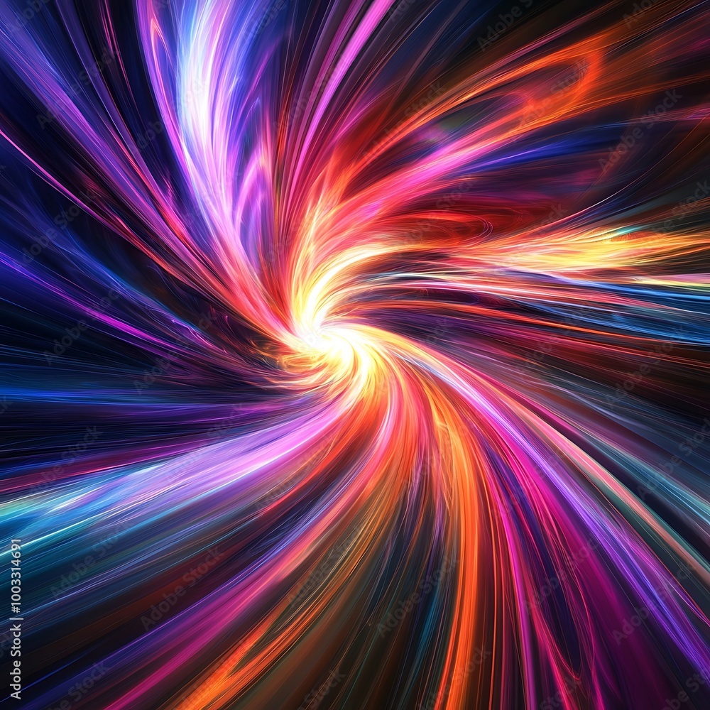 Wall mural colorful abstract fractal design featuring vibrant swirling energy patterns image