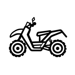 Obraz premium This graphic features a straightforward line drawing of an all-terrain vehicle, showcasing its distinct shape and oversized tires in black and white