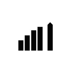 This icon features a black line chart with ascending bars, symbolizing growth trends and data analysis in a clean and modern style