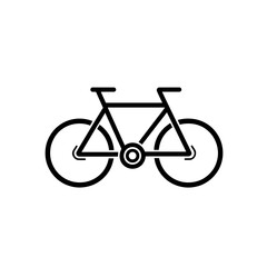Fototapeta premium This design showcases a simple black line icon of a bicycle, perfect for applications, logos, or informational graphics related to cycling and transportation
