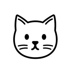 A minimalistic vector icon features a cat's face illustrated with simple black lines, making it ideal for digital platforms and print media