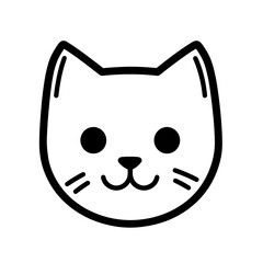 Fototapeta premium A minimalist black line representation of a cat's face, featuring prominent ears, round eyes, and a smiling mouth, suitable for graphic design projects