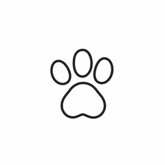 This vector icon features a minimalist black paw print with a simplistic line design, ideal for use in pet care, animal rescue, and nature-focused graphic projects