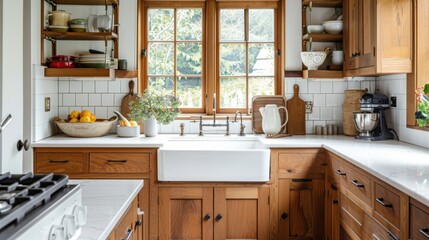 Cozy Modern Kitchen with Natural Light and Wood Accents