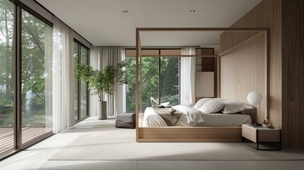 Fototapeta premium Modern Minimalist Bedroom with Natural Light