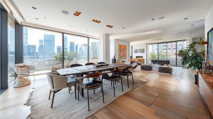 Modern Apartment Interior with City View