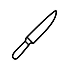 Fototapeta premium This design features a minimalist black line icon of a kitchen knife, ideal for illustrating cooking concepts, culinary art, or kitchen tools