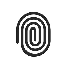 This design features a minimalist sensor icon with a flowing line that mimics the shape of a fingerprint, emphasizing simplicity and functionality