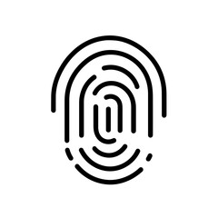 This vector graphic illustrates a simplistic line interface of a fingerprint sensor, emphasizing its role in modern biometric security and identification