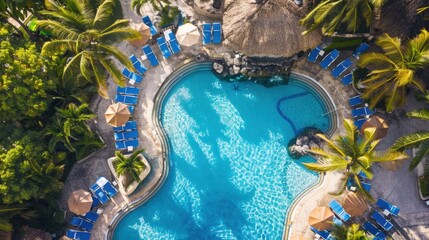 Serene Tropical Pool Oasis with Sun Loungers