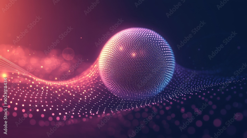 Poster digital global connections: abstract vector spheres of points in 3d grid framework