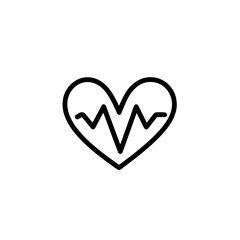 A straightforward line illustration featuring a heart shape integrated with a rate monitor waveform, symbolizing health tracking and wellness