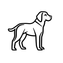 This vector icon features a sleek, simple design of a dog standing upright, ideal for use in pet-themed graphics or applications, conveying a friendly canine presence
