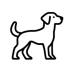 A simplistic black line icon depicting a dog standing in a natural position. This versatile vector can enhance designs related to pets and animals