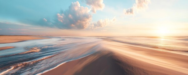 sunset over tranquil beach with gentle waves
