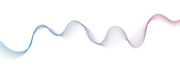 Flowing Dot Wave halftone gradient pattern on transparent background