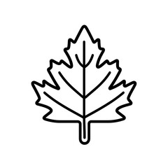 This design features a minimalist black line icon of a maple leaf, symbolizing nature and the beauty of seasonal changes in a clean, aesthetic style