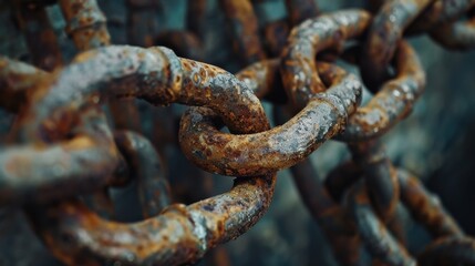 Fototapeta premium Rusty Metal Chain Links Close-Up Texture