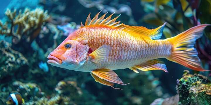 Adult Hogfish in Tropical Marine Aquarium