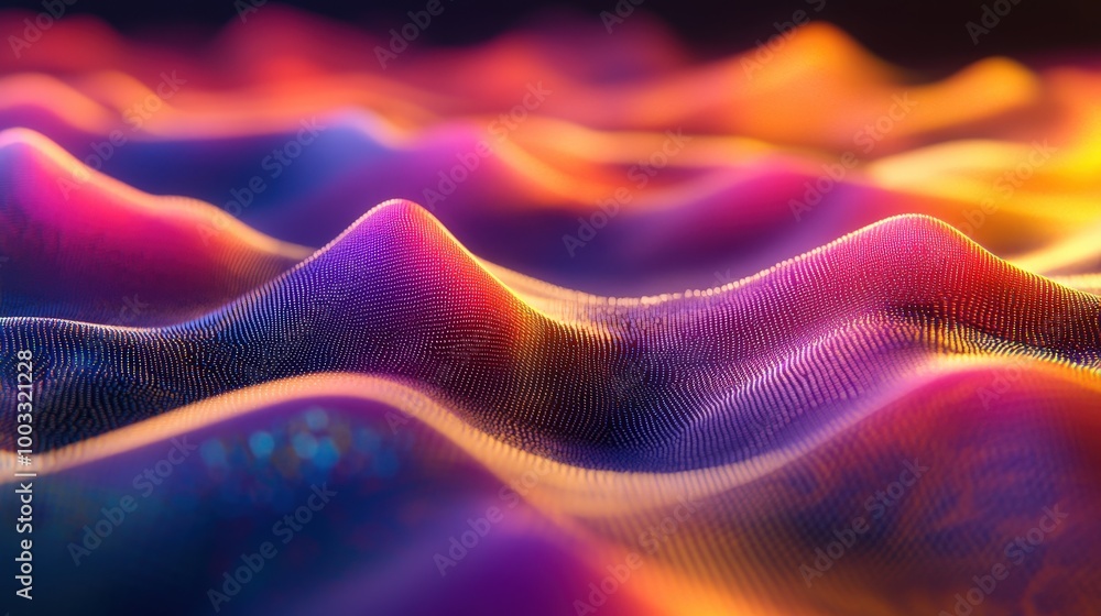 Poster vivid neon color wave abstract background with grainy texture in 3d render - ultra-realistic 8k uhd 