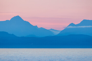 Vancouver Island pastel mountain sunset landscape