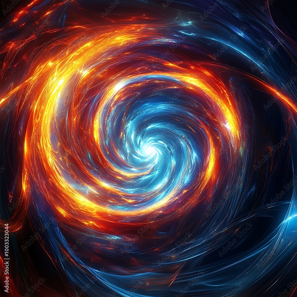 Poster dynamic swirling energy in vibrant fractal abstract design elements image