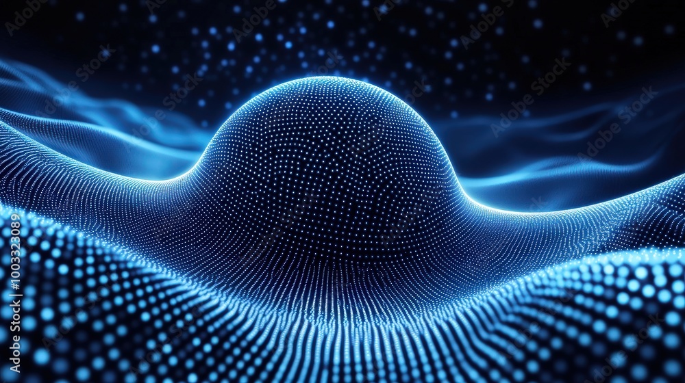 Poster digital global connections: abstract 3d sphere illustration with dynamic particles and grid in 8k uh
